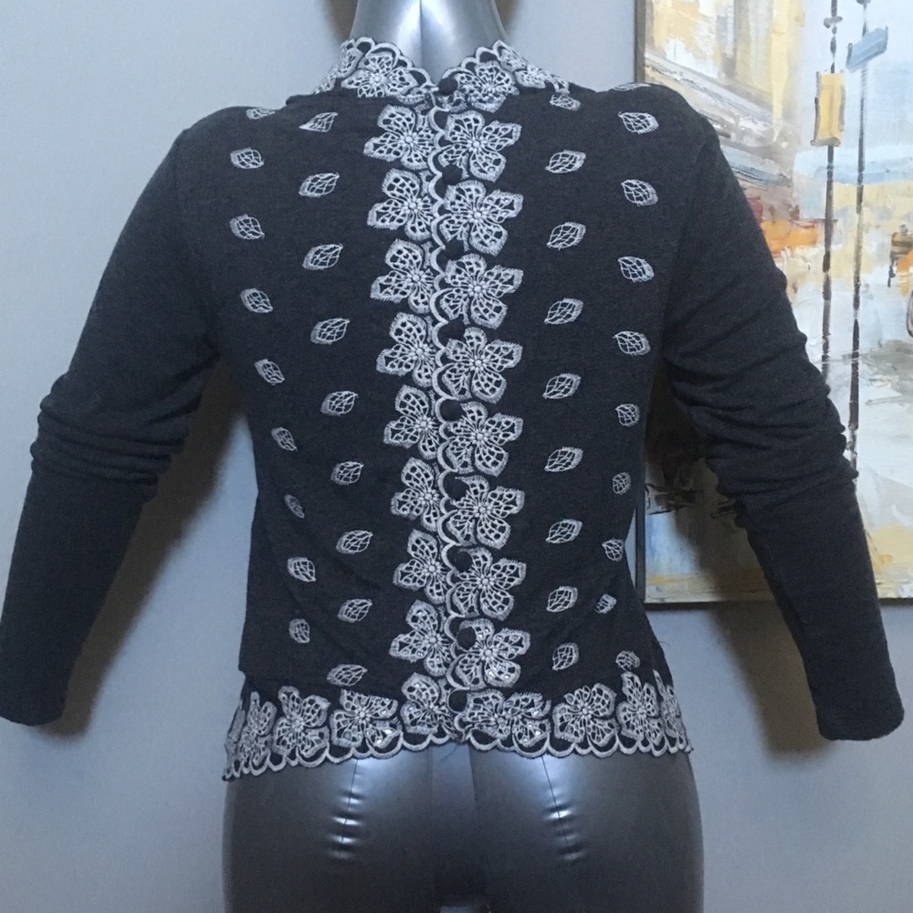 Vintage French Designer Long Sleeve Top with Detailed Back - Size Medium